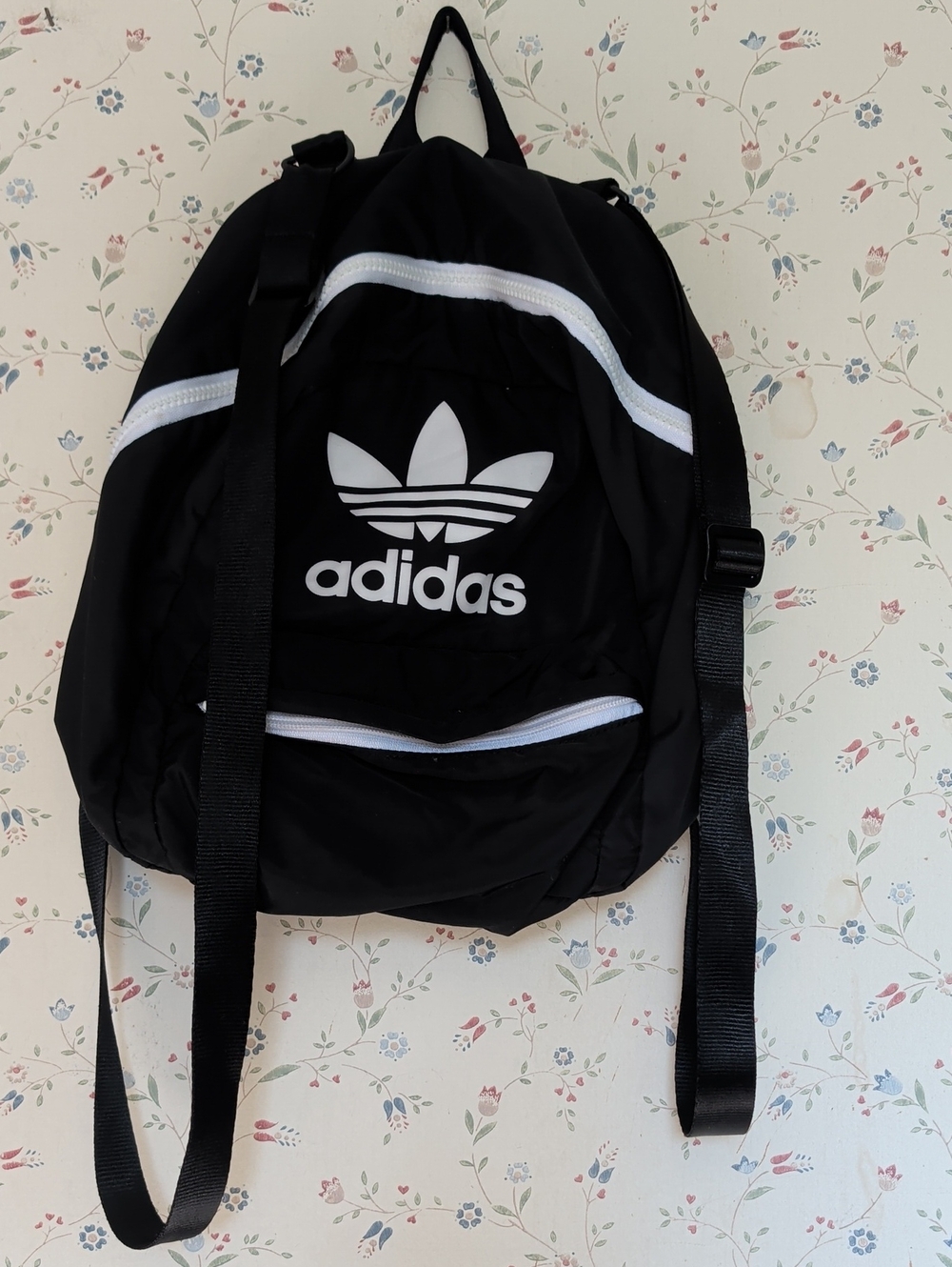 Adidas Black Trefoil Backpack 12" x 12" quilted back gym errands books like new